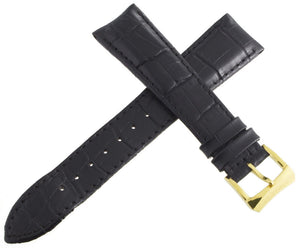 Raymond Weil 20mm Black Alligator Leather Watch Band Strap W/ Gold Tone Buckle