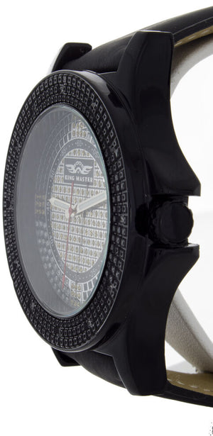 King Master Men's  104M Diamond Stainless Steel Case Grey Leather Band Watch