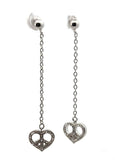 Sterling Silver  Cubic Zirconia Heart Shape Teardrop Womens Earrings .925