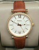Fossil Carlie  Gold Three-Hand Terracotta Leather Watch ES4344