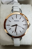 Fossil BQ3328 Classic White Dial White Leather Strap Women's Watch