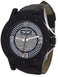 King Master Men's  104M Diamond Stainless Steel Case Black Leather Band Watch