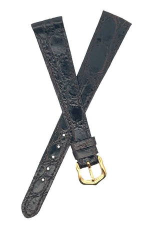 Raymond Weil 16mm Dark Brown Leather Watch Band  Gold Tone Buckle