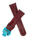 Joe Rodeo 22mm Burgundy Leather Watch Band Strap With Silver Tone Buckle ONE PIN