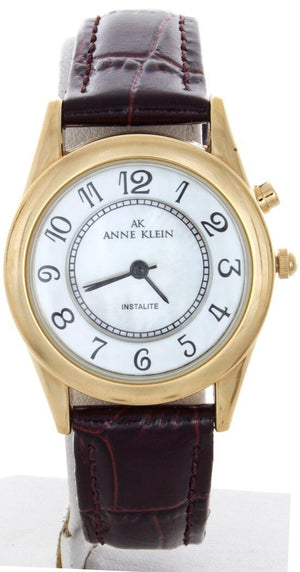 Anne Klein Women's Gold-tone Stainless Steel Case Brown Leather Watch 10/7908A