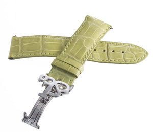JACOB & CO Men's 22mm x 20mm Green Alligator Leather Silver Buckle Watch Band