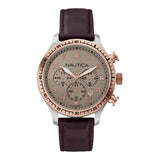 Nautica Chronograph Grey Dial Brown Leather Men's Watch N17656G