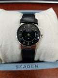Skagen 233XSSLB Denmark Black Dial Black Leather Strap Women's Watch