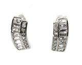 Sterling Silver Cubic Zirconia Stone 16mm Rectangle Fashion Earrings