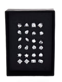 Set of 12 Pairs 925 Sterling Silver Stud Earrings