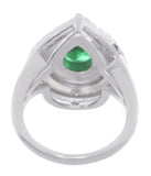 925 Sterling Silver Womens Pear Shape White & Emerald Cubic Zirconia Ring Size 5