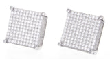 Men's Sterling Silver 15mm x 15mm Square Studded Earrings