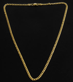 925 Sterling Silver Yellow Gold 3mm Curb Link Chain Necklace 16 Inches Long