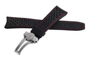 Raymond Weil Men's 22mm x 18mm Black Leather Band Silver Buckle Watch Band 3.16