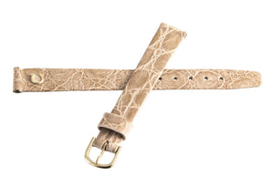 Genuine Omega 12mm Beige Alligator Leather Gold Buckle Women's Watch Band