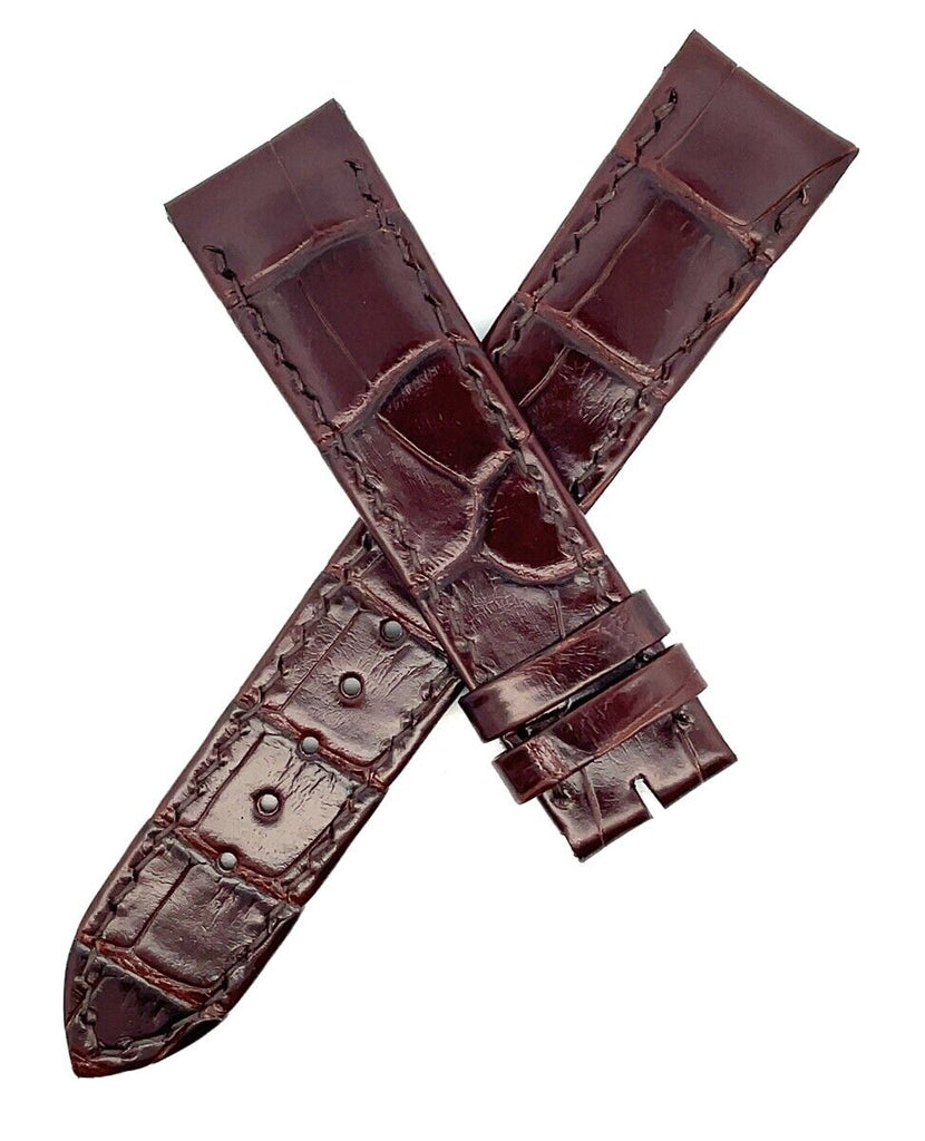 Gucci 20mm x 18mm Dark Brown Alligator Shiny Leather Watch Band Strap Kipliani