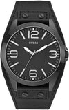 Guess Mens Casual Black Dial Leather Band Analog Quartz Watch W0181G2