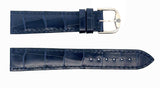 Revue Thommen 18mm Men's Navy Blue Alligator Leather Silver Buckle Watch Band