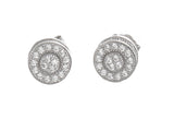 Sterling Silver Round Shape Micro Pave Stone Women's Earrings 7mm