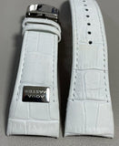 Aqua Master Mens 26mm White Leather Silver Buckle El Russo Watch Band