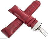 24mm Techno Master Red Leather Watch Band Strap