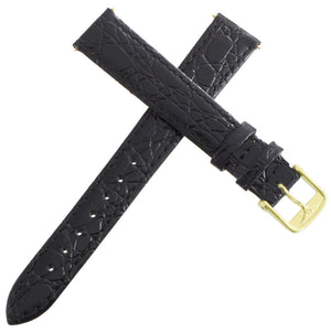 14mm GENUINE Longines Black Croc Replacement Watch Band Strap Gold Tone Buckle
