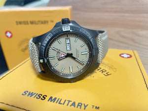 CX Swiss Military DESERT STORM Day/Date watch 42mm Khaki strap Khaki dial 3099