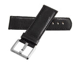 LOCMAN 24mm x 24mm Black Lizard Leather Watch Band Strap W/Silver Buckle