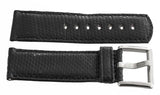 LOCMAN 24mm x 24mm Black Lizard Leather Watch Band Strap W/Silver Buckle