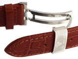 Aqua Master 22mm Maroon Leather Watch Band with Stainless Steel Deployment clasp