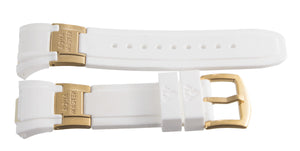 Aqua Master 28mm  White Rubber Watch Band Strap W/Gold Buckle