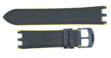 Versace Men's 22mm x 20mm Navy Blue Yellow Leather Watch Band Strap