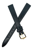 HIRSCH 12mm Women's Black Genuine Leather Gold Buckle Watch Strap Band