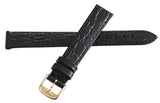 Longines 14mm Black Alligator Leather Gold Buckle Watch Band LB682117438