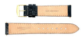 18mm Longines Black Watch Band Strap Gold-Tone Buckle