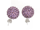 Sterling Silver Sparkling Crystal 10mm Violet Round Ball Stud Earrings