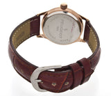 Peugeot Women's White Enamel Dial Rose Gold-tone Case Leather Band Watch 7065RG