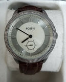 Fossil Women's Sydney Off White Dial Brown Leather Strap Watch ES3066