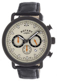 Rotary Men's Grey Dial Black Leather Strap Chronograph Watch GS00482/32 43.5mm