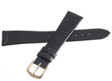 18mm x 14mm Bulova Black Shiny Lizard Leather Gold Buckle Strap Band