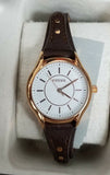 Fossil White Dial Brown Leather Strap Women's Quartz Watch BQ3068