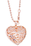 18" Heart Shape Rose-Gold Tone Crystal Women Silver Pendant Necklace Chain