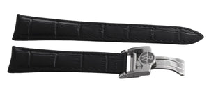 Raymond Weil Men's 20mm x 16mm Black Leather Band Silver Buckle Watch Band V2.17