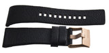 Diesel 26mm x 23mm Black Leather Watch Band With Rose Gold Buckle