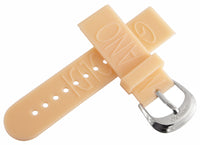 Grimoldi Unisex 22mm Peach Rubber Watch Band Strap with Silver Tone Pin Buckle