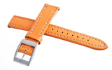 Authentic Locman Lorica 18mm Orange Leather Watch Band with Silver Buckle