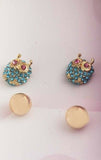 Betsey Johnson Teal Owl Dial Gold Bezel Watch & Earring Set 268928GLD