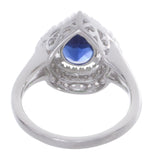 925 Sterling Silver Women Pear Shape White/Sapphire Cubic Zirconia Ring Size 5