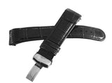 Aqua Master Men's 22mm x 20mm Black Alligator Leather Silver Buckle Watch Band