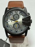 DIESEL Master Chief Gray Dial Brown Leather Men's Watch DZ4279